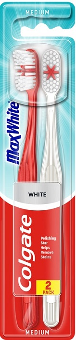 Colgate Max White Medium średnia szczoteczka do zębów 2 szt.