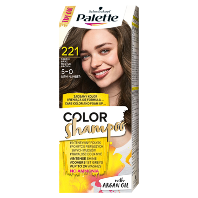 Palette Color Shampoo, koloryzujący szampon, 221 średni brąz