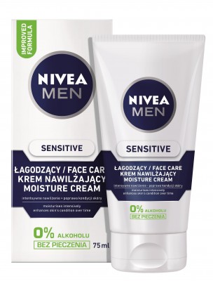 Nivea For Men Sensitive, łagodny krem do twarzy, 75ml