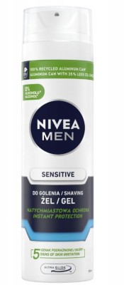 Nivea For Men Sensitive, łagodzący żel do golenia cera wrażliwa, 200ml