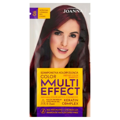 Joanna Multi Color, szampon koloryzujący w saszetce, 06 wiśniowa czerwień