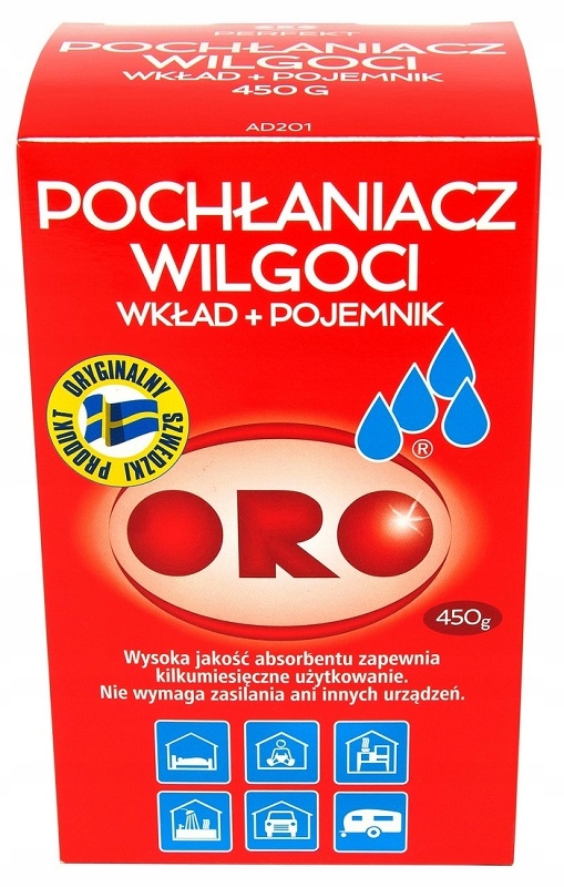 Oro Nr AD201 pochłaniacz wilgoci urządzenie z wkładem uzupełniającym 450g