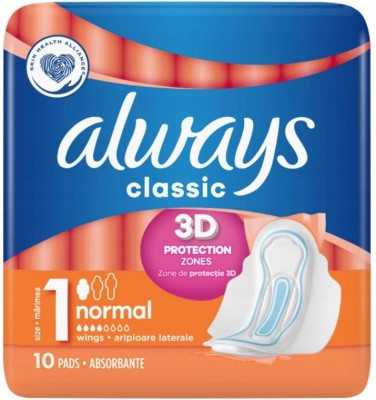 Always Classic Normal, podpaski higieniczne ze skrzydełkami, 10 sztuk