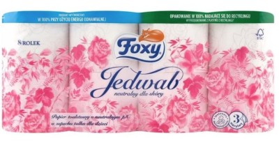 Foxy Jedwab papier toaletowy, 3 warstwy, 8 rolek