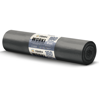 Sipeko worki na śmieci folia LDPE czarne 28mic / 90x110cm / 160 litrów / 10 sztuk