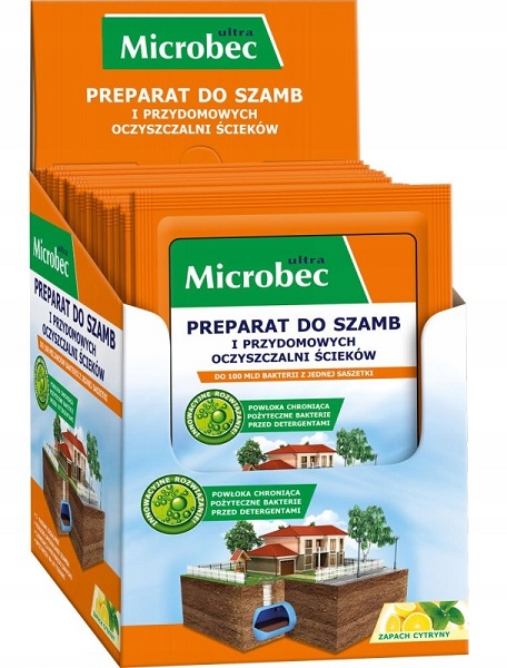 Bros Microbec Ultra Cytryna preparat do przydomowych oczyszczalni ścieków i szamb 25g x 18 sztuk