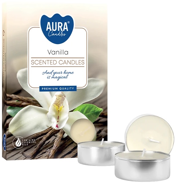 PODGRZEWACZE świeczki zapachowe Bispol p15-67 Aura - WANILIA - 6 sztuk