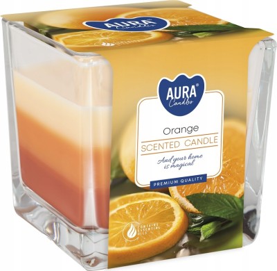 Bispol Aura snk80-63 POMARAŃCZA trójkolorowa świeca zapachowa w szkle - 32H