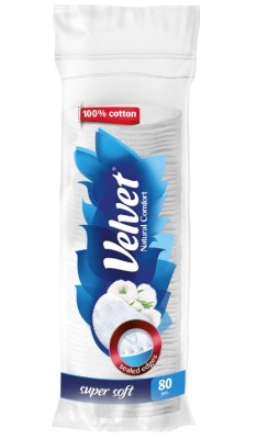 Velvet Natural Comfort, płatki kosmetyczne, 80 sztuk