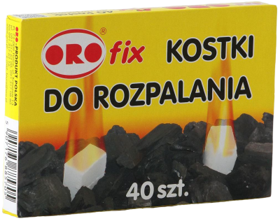 Oro Nr 8570 Parafinowa bezwonna podpałka do grilla i kominka kostka 40 sztuki