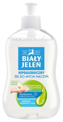 Biały Jeleń Hipoalergiczny, Rumianek i Alantoina, żel do mycia naczyń, 500ml