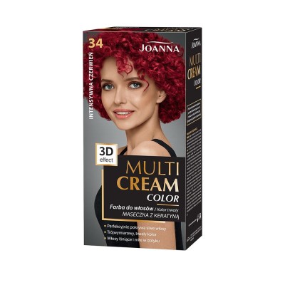 Joanna Multi Cream Color, farba do włosów, 34 intensywna czerwień
