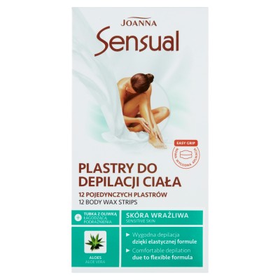 Joanna Sensual Aloes, plastry do depilacji ciała skóra wrażliwa, 12 sztuk
