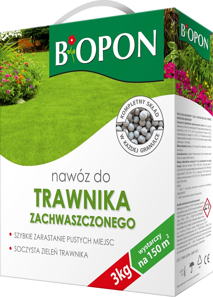 Bopon nawóz granulowany do trawnika zachwaszczonego BiOPON 3kg