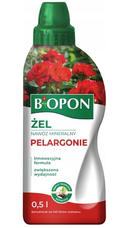 Biopon, żelowy nawóz mineralny do pelargonii, 500ml
