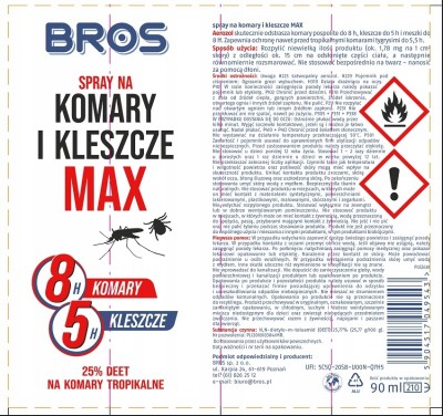 Bros Max środek odstraszający komary i kleszcze w sprayu 90ml