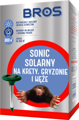 Bros Sonic Solarny elektroniczne urządzenie odstraszające krety gryzonie i węże zasięg 800m 1 sztuka