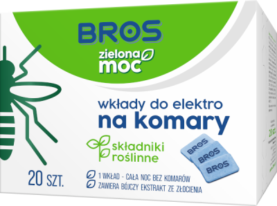 Bros Zielona Moc wkładki zapasowe do urządzenia elektrycznego przeciw komarom nasączone naturalnymi składnikami 20 sztuk