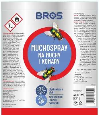 Bros Muchospray środek zwalczający muchy i komary spray 400ml