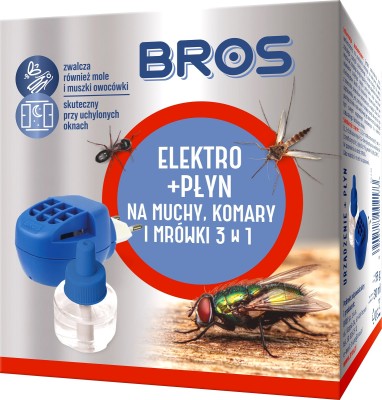 Bros Elektro urządzenie elektryczne z płynem 3w1 na muchy komary i mrówki 60 nocy