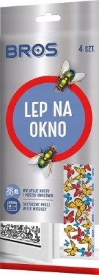 Bros ozdobny lep na muchy i muszki owocówki na okno 4 sztuki