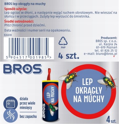 Bros okrągły lep na muchy - 4 sztuki