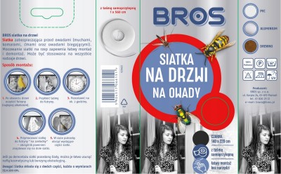 Bros Czarna siatka na drzwi zabezpieczająca pomieszczenia przed owadami 140x220cm