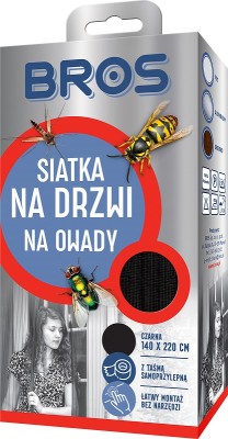 Bros Czarna siatka na drzwi zabezpieczająca pomieszczenia przed owadami 140x220cm