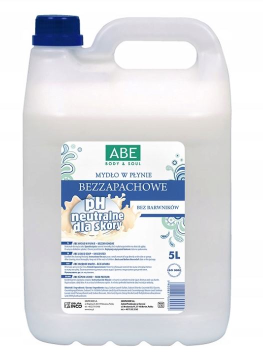 Abe, Bezzapachowe mydło w płynie, 5l
