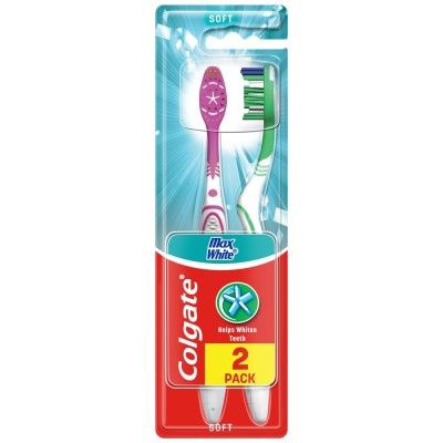 Colgate Max White Soft  szczoteczka do zębów miękka 1+1 