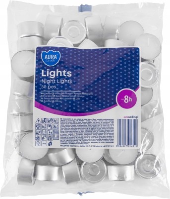 Bispol Aura Night Lights p30-50 podgrzewacze bezzapachowe 8h palenia 50 sztuk