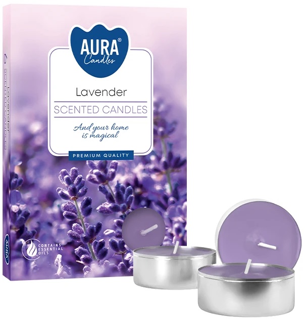 PODGRZEWACZE świeczki zapachowe Bispol p15-79 Aura - LAWENDA - 6 sztuk