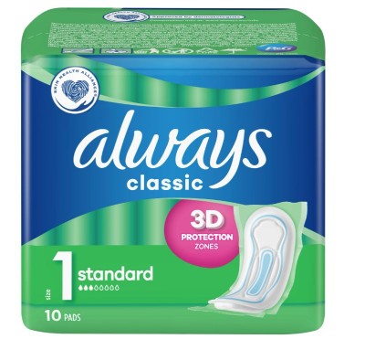 Always Classic Normal, podpaski higieniczne bez skrzydełek, 10 sztuk