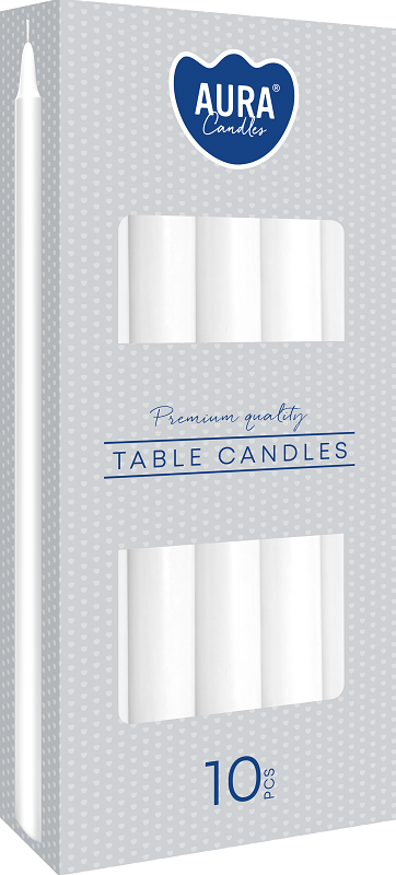 Bispol Aura s1-090 BIAŁA świeca stołowa prosta - 10 sztuk