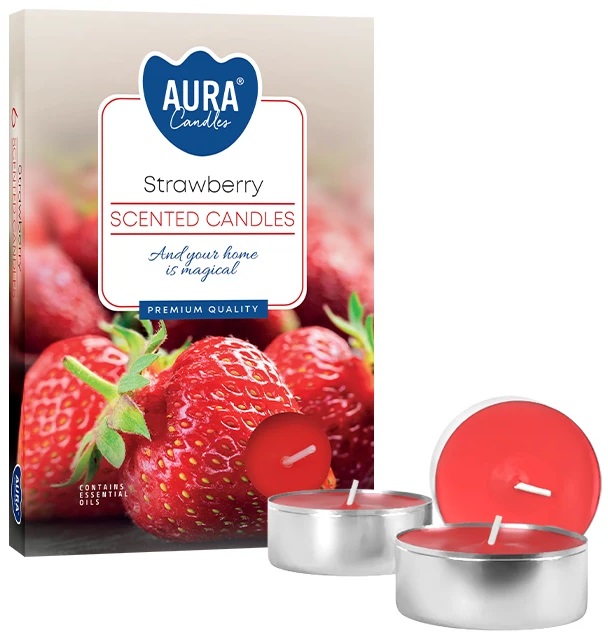 PODGRZEWACZE świeczki zapachowe Bispol p15-73 Aura - TRUSKAWKA - 6 sztuk