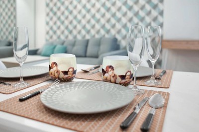 Bispol Aura sn71s-04 ANIOŁKI świeca zapachowa w szkle z wzorem - 20h