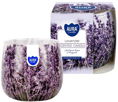 Bispol Aura sn71s-09 LAWENDA świeca zapachowa w szkle z wzorem - 20h