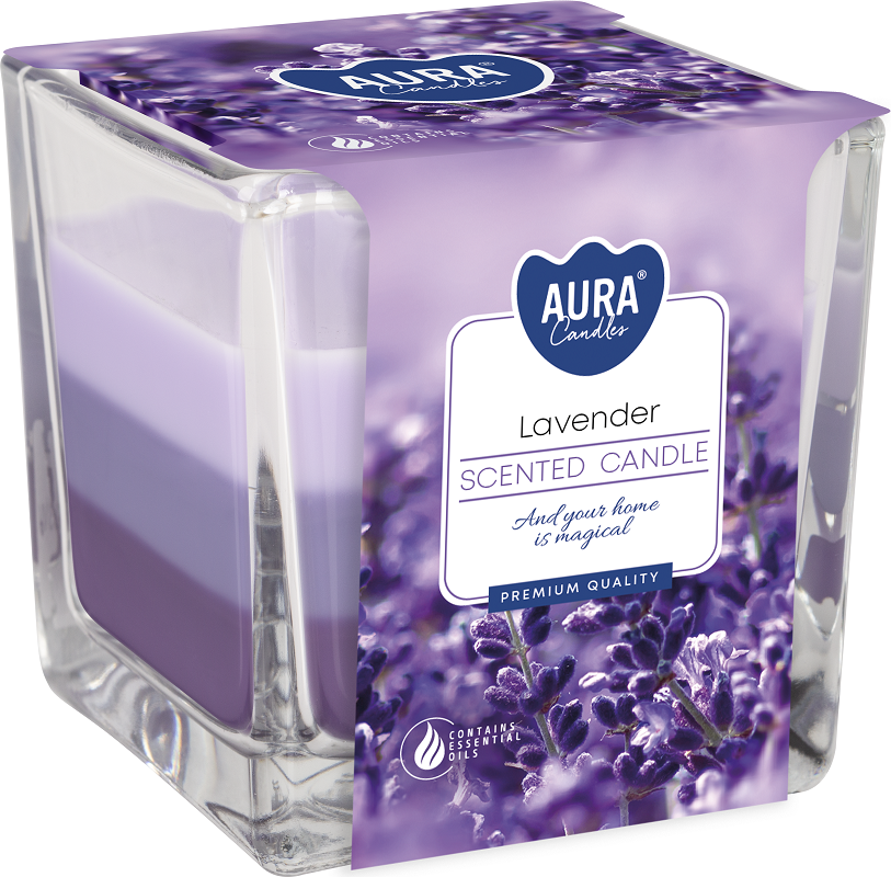 Bispol Aura snk80-79 LAWENDA trójkolorowa świeca zapachowa w szkle - 32H