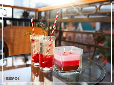 Bispol Aura snk80-73 TRUSKAWKA trójkolorowa świeca zapachowa w szkle - 32H