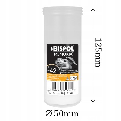 Bispol Memoria p110 wkłady parafinowe do zniczy 42 godziny palenia 30 sztuk