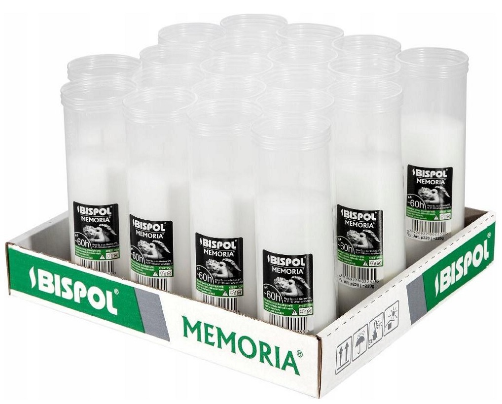 Bispol Memoria p220 wkłady parafinowe do zniczy 60 godzin palenia 20 sztuk