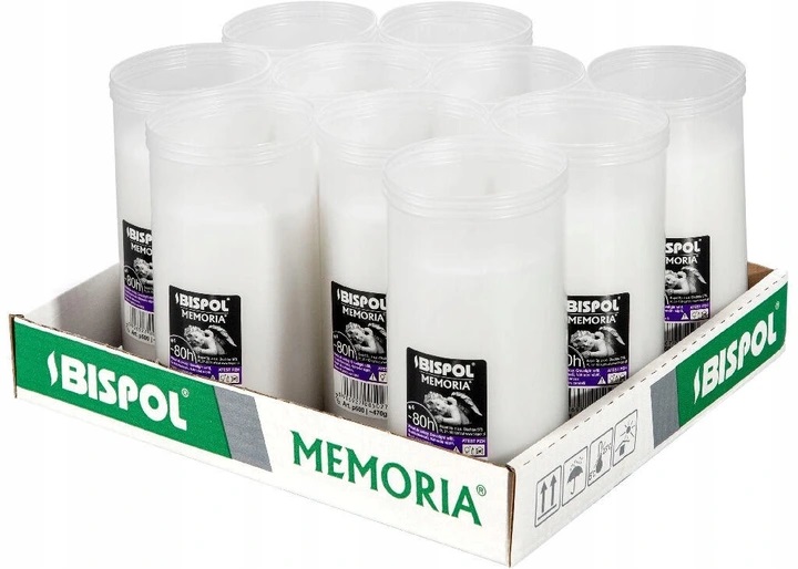 Bispol Memoria p500 wkłady parafinowe do zniczy 80 godzin palenia 10 sztuk