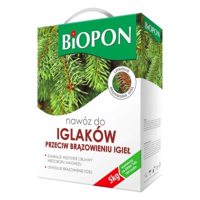 Biopon, nawóz granulowany do iglaków przeciw brązowieniu, karton 5kg