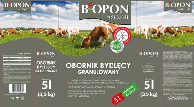 Bopon Natural Bydlęcy obornik granulowany BiOPON 5L