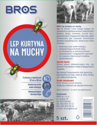 Bros lep na muchy kurtyna 32 x 60 cm - 5 sztuk