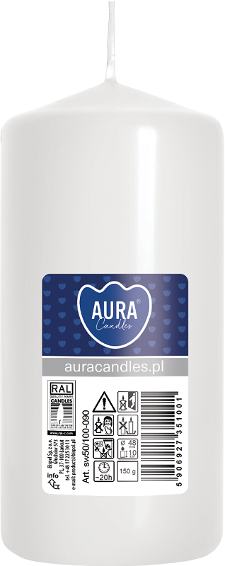Bispol Aura sw50/100-090 Biała świeca walec 5x10cm - 20 godzin
