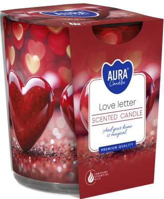 Bispol Aura sn72s-04 LIST MIŁOSNY świeca zapachowa w prostym szkle z wzorem - 22h