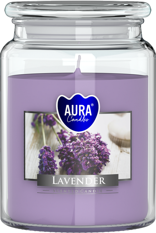 Bispol Aura snd99-79 Lawenda duża świeca zapachowa w słoju z wieczkiem 100h