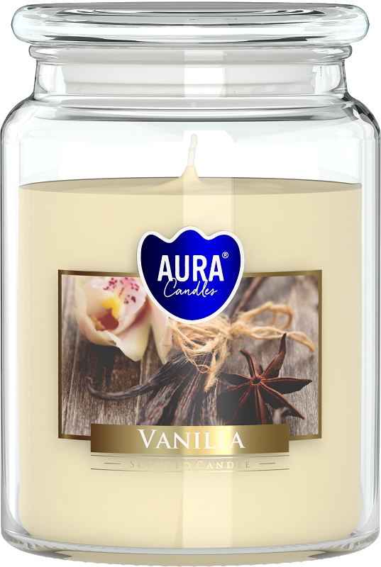 Bispol Aura snd99-67 Wanilia duża świeca zapachowa w słoju z wieczkiem 100h