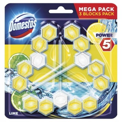 Domestos,Lime, kostka toaletowa, trójpak 3x55g